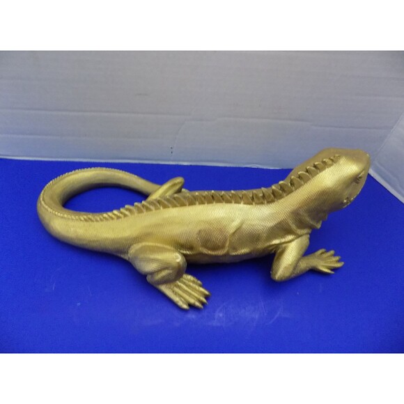 NEW Iguana Lizard Figurine Statue Home Decor Gold Iguana - Picture 2 of 5